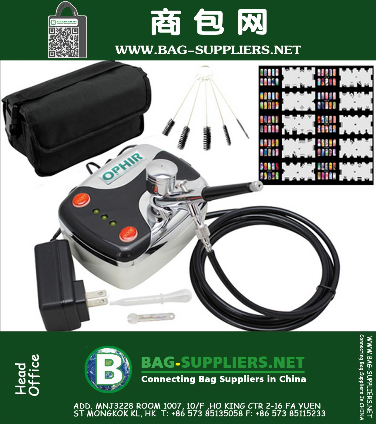 0.3mm Airbrush Kit mit Luftkompressor für Nail Art Lack Stencils And Nail Tinten und Tasche Luft-Bürsten-Gewehr Nagel-Werkzeuge