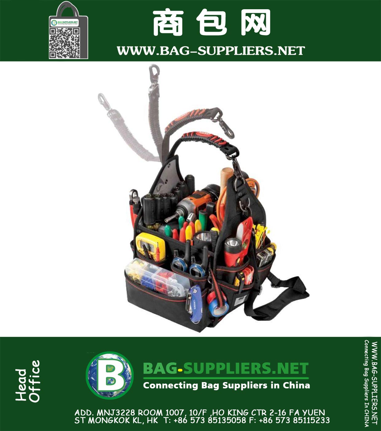 10 in. Electrician Bag with Driver Wall