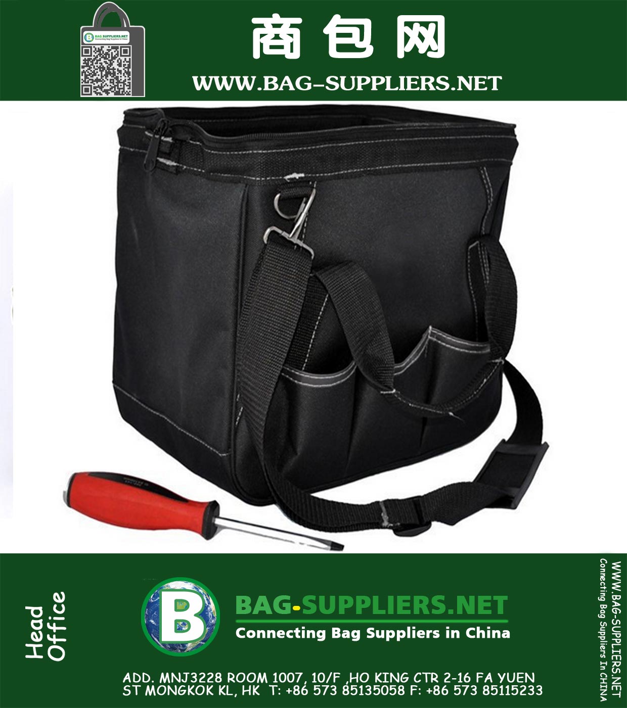 12 polegadas pesados ​​maleta de ferramentas ombro impermeável portátil Multi-purpose ombro ferramenta saco ferramenta saco frente e verso Tote Bucket Organizer