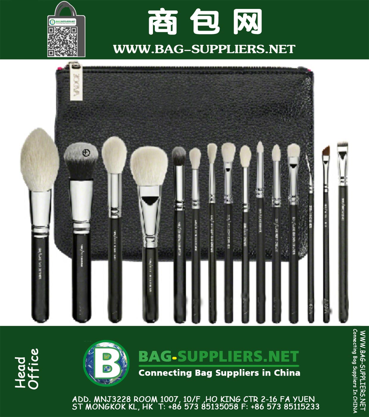 15pcs Pinceles de maquillaje profesional lujo de la marca Set Maquillaje Kit de herramientas de mezclar en polvo con bolsa de cepillos