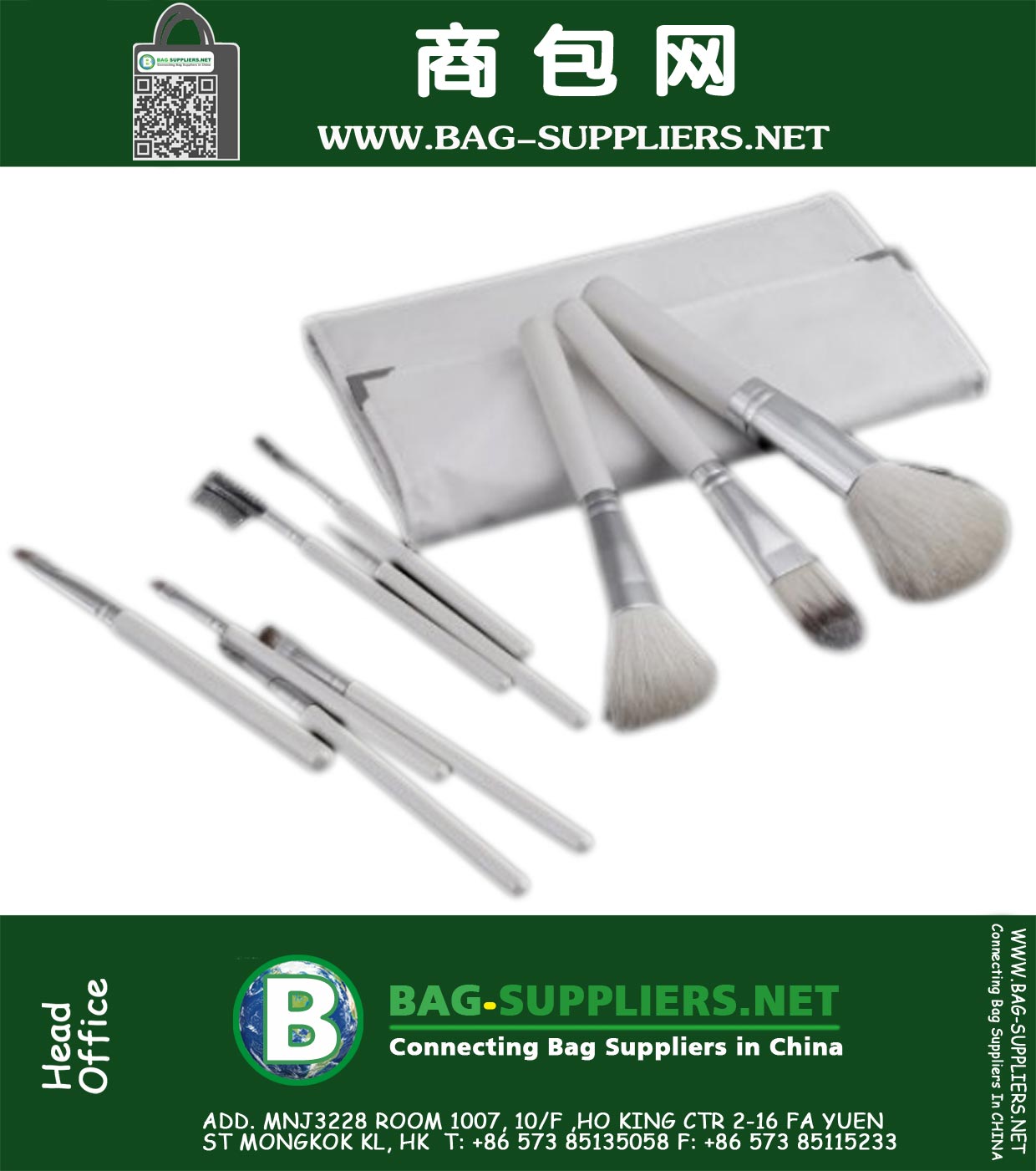 White Roll Pouch/Bag 10Pcs Different Pieces Brushes