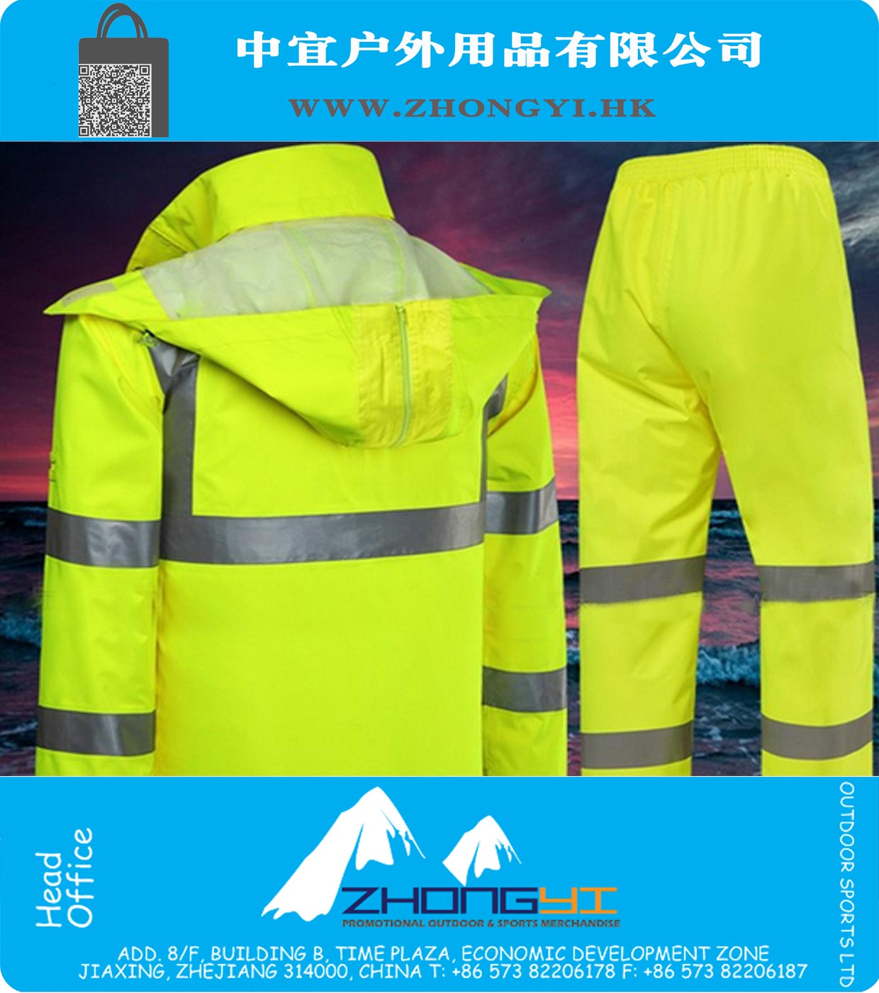 Breathable safety reflevtive rain suit
