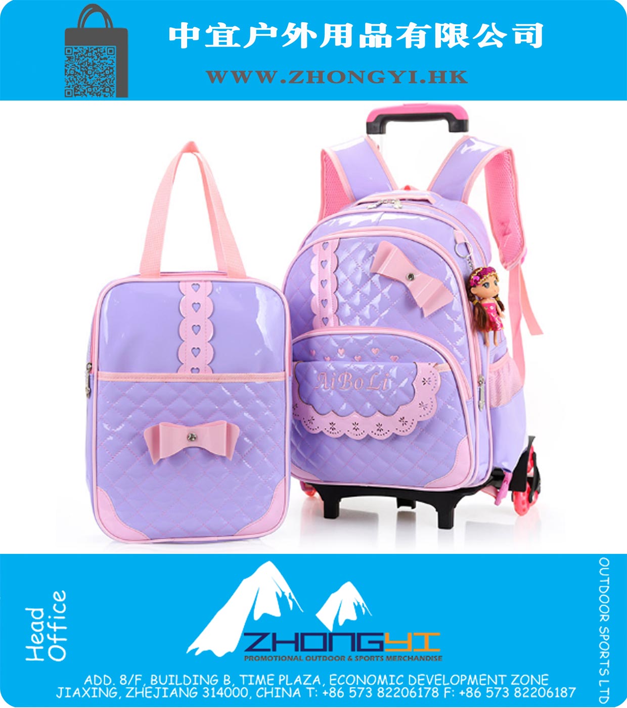 Kindergarten wheeled backpack kids rolling Pupils bag