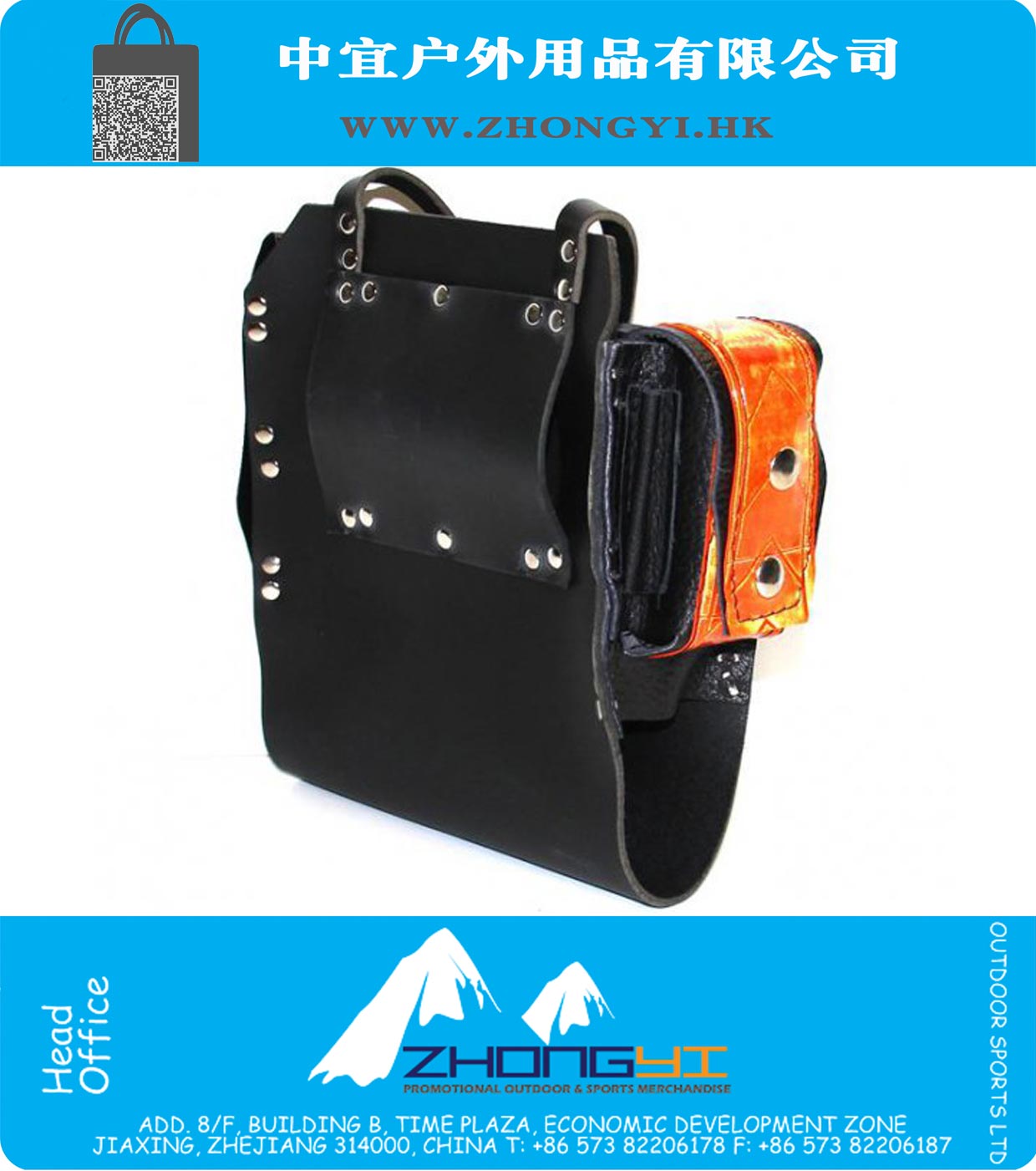 Leather Ped Cap Lamp Pouch With Personal Locator Pouch