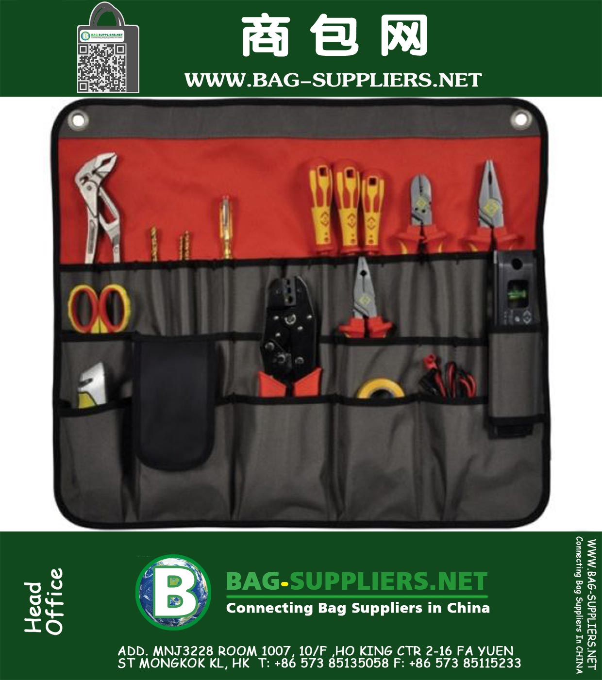 Tool Plier Screwdriver Pocket Roll Pouch Bag Case