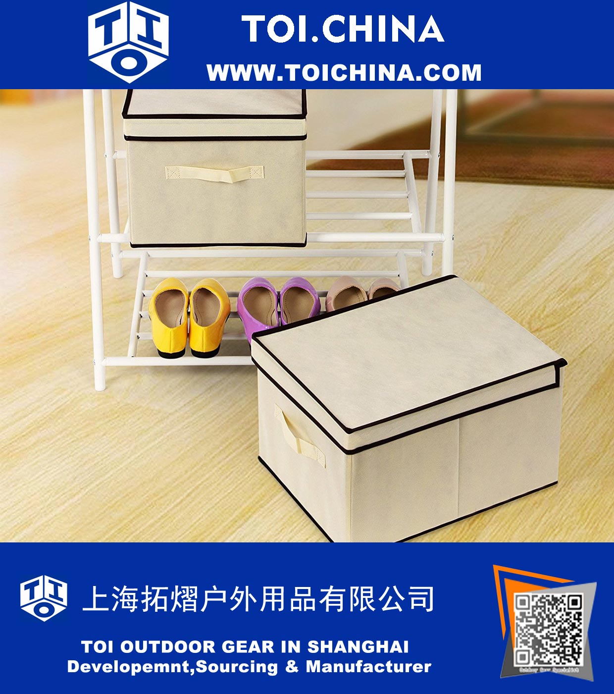 Large Foldable Storage Box with Lid Basket Bin 