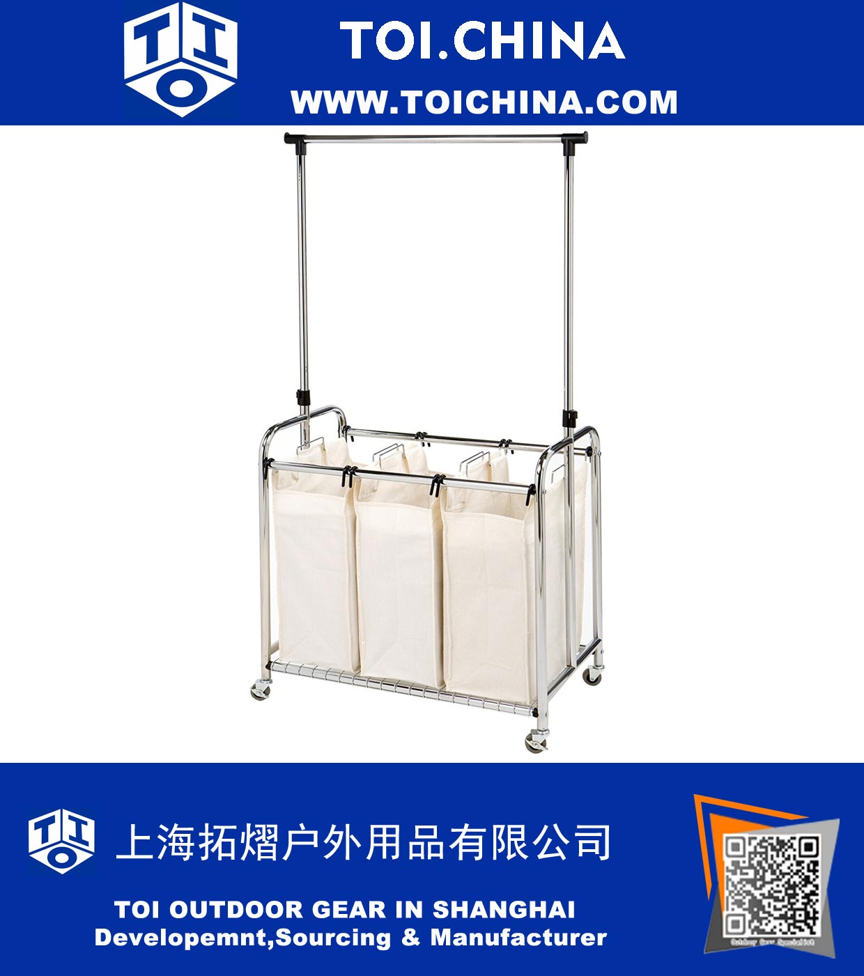 Laundry Sorter with Hanging Bar