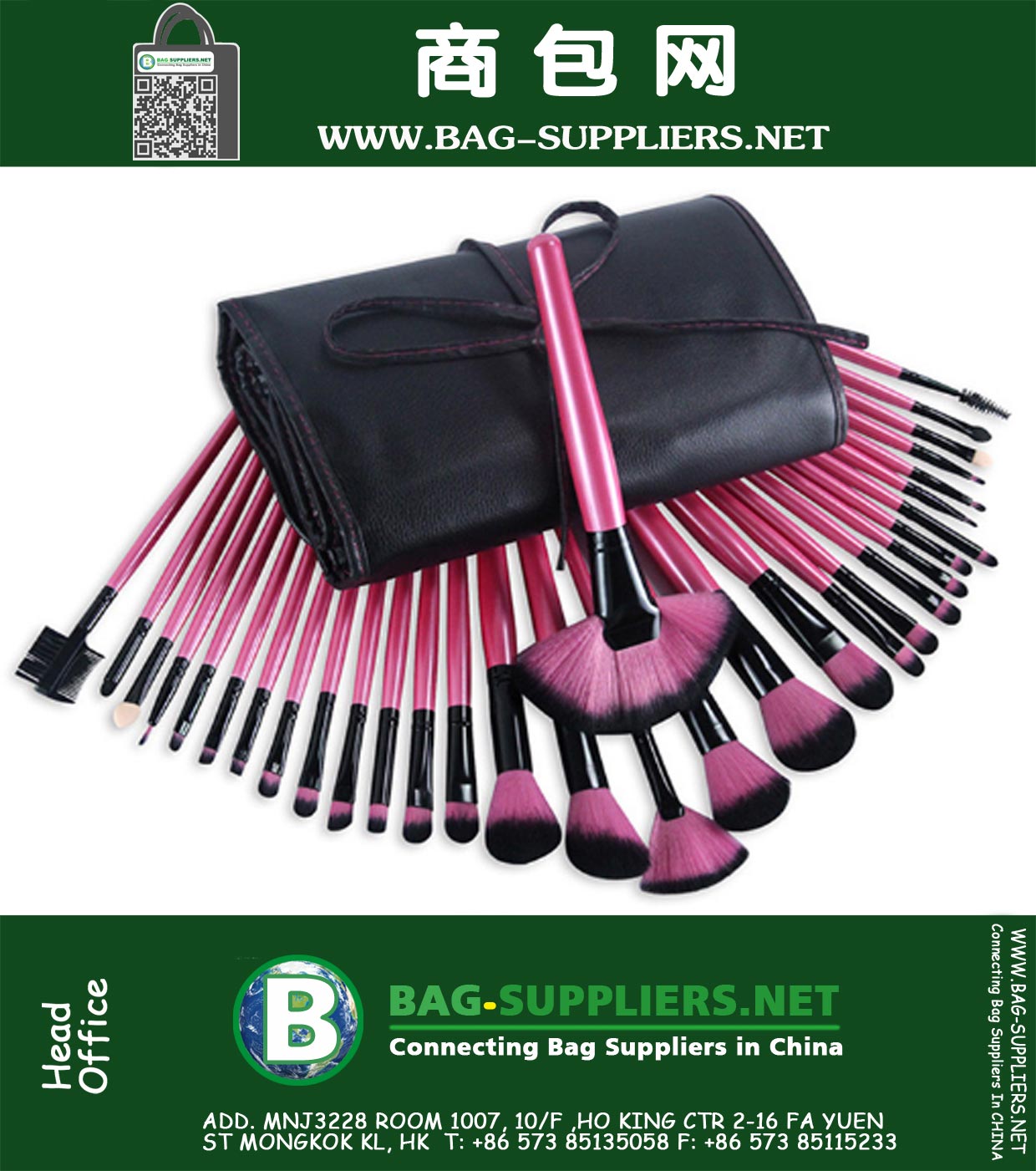32pcs Rose Red Professionelle weiche Kosmetik Pinsel-Set Kit Und Tasche Tasche Frau bilden Werkzeug Pincel maquiagem