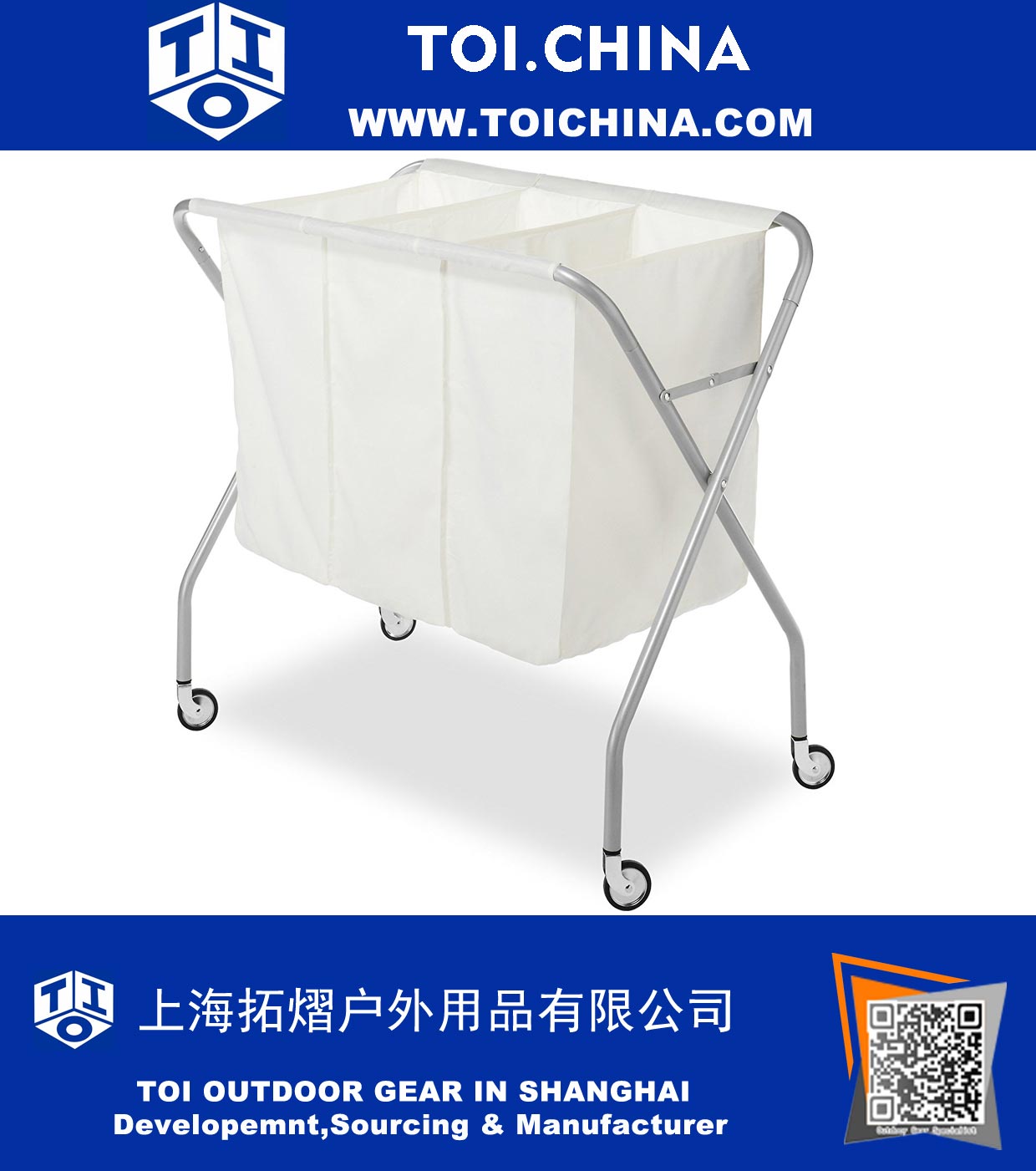 3 Section Laundry Sorter, Silver