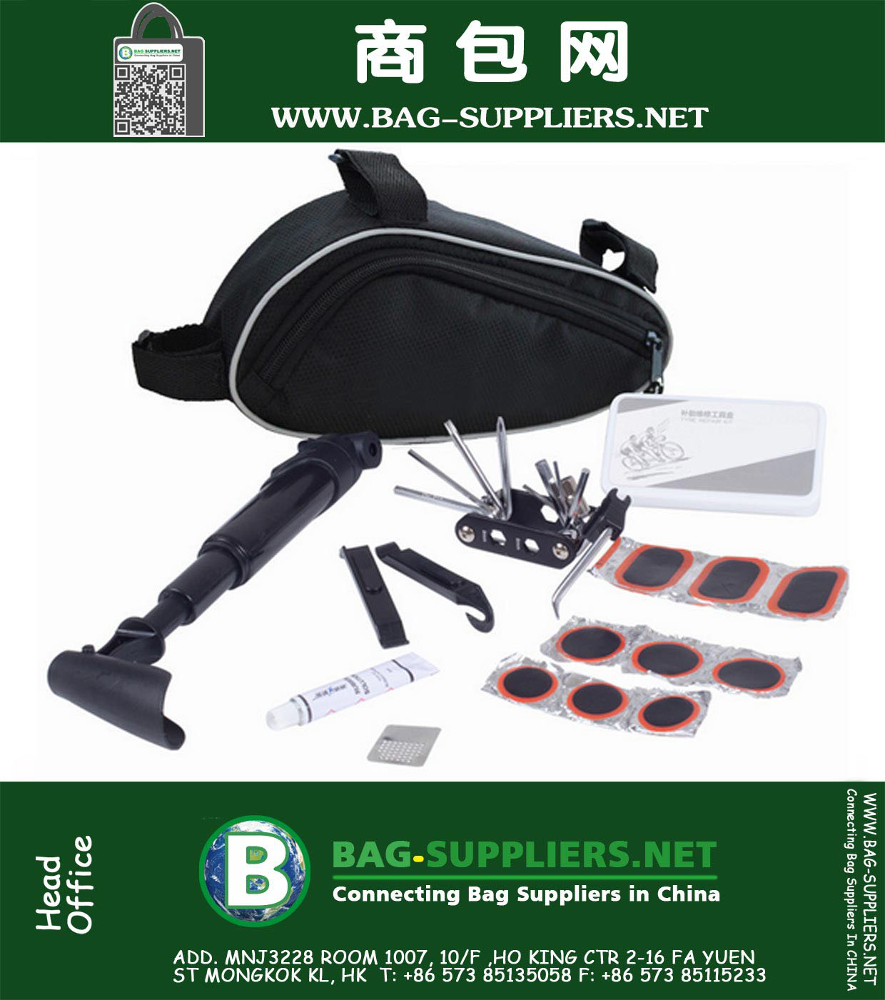 Fahrrad-Tools Kit-Beutel mit Minipumpe 14 in 1 Multi BMX MTB Rennrad Werkzeuge Reifenreparaturkettenwerkzeug