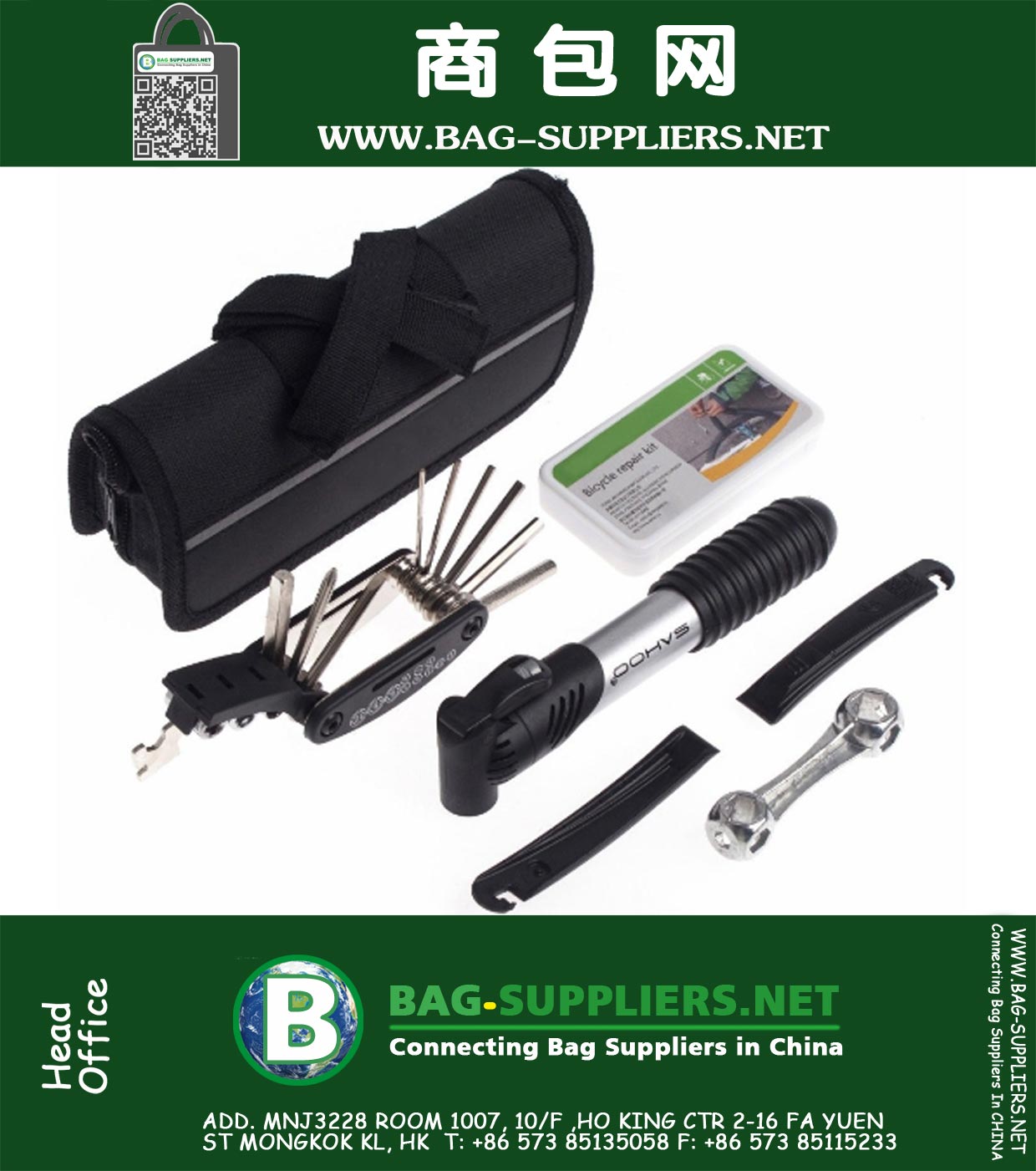 Fiets Onderhoud 16 in 1 multifunctioneel dopsleutel bandenlichter bandenreparatieset Tire Tool Kits Mini Pump Bag Frame