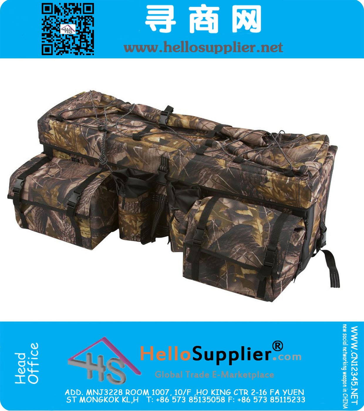 Camouflage ATV Cargo rack Sac avec Topside Bungee Tie-Bas Stockage