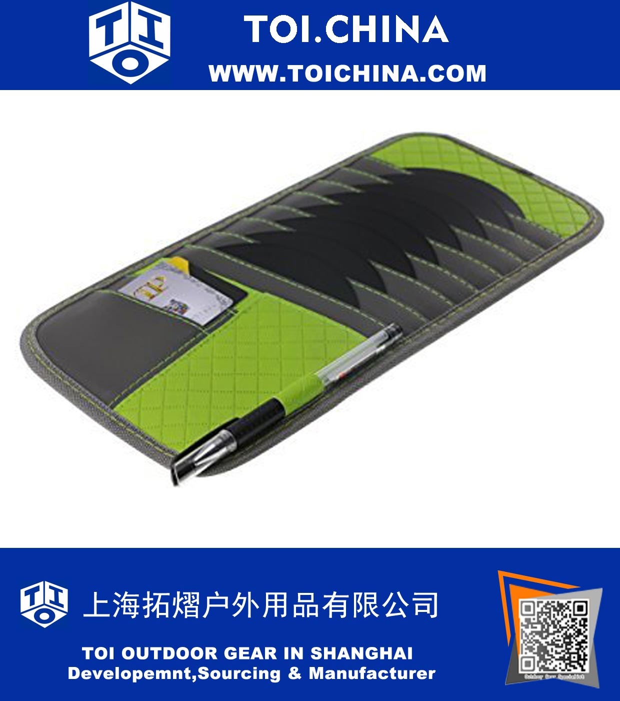 Desmontable CD DVD del coche de la caja automática parasol Organizador para las tarjetas de gafas de sol de la pluma de material de la PU-verde