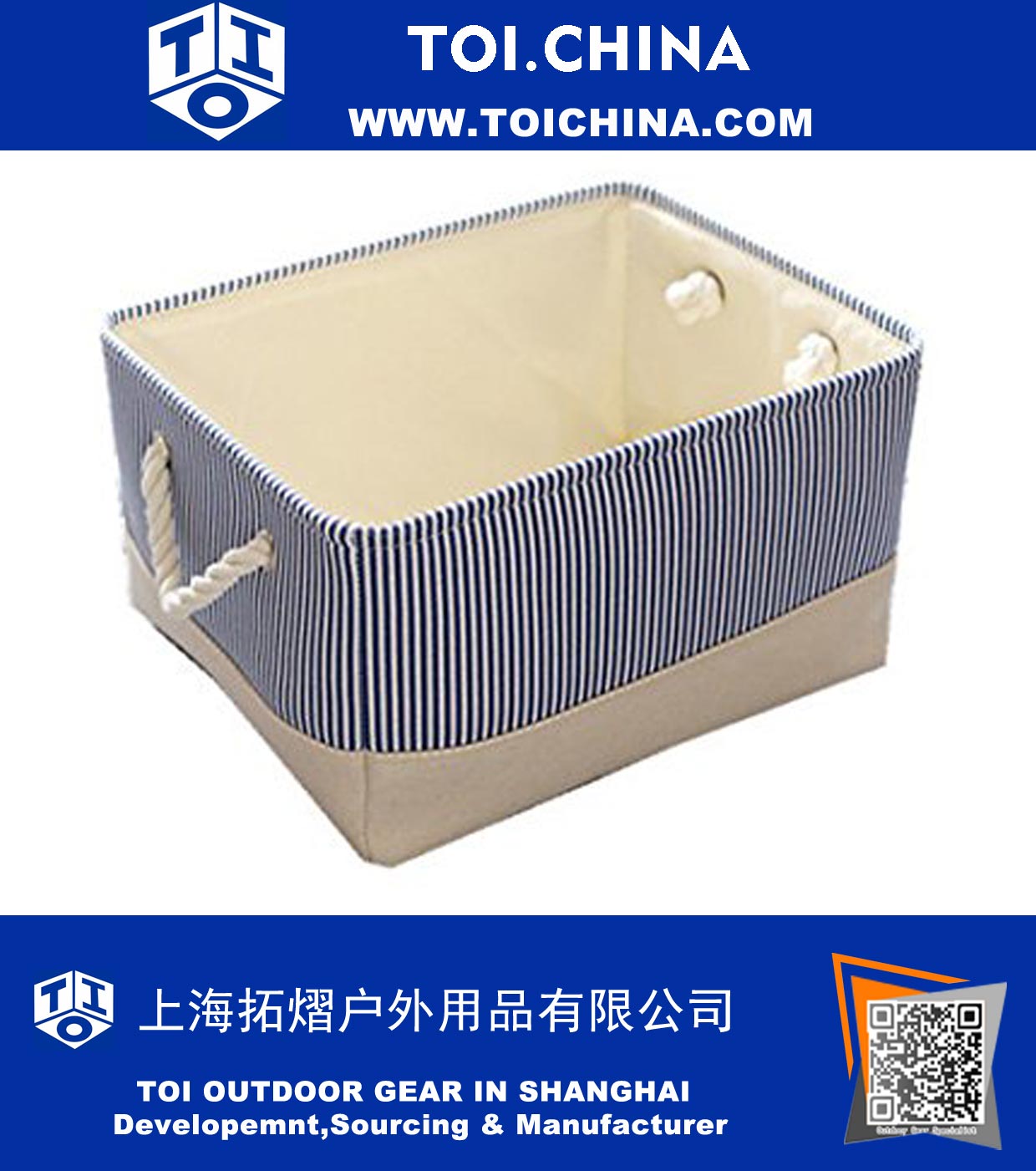 Home Blue Canvas Basket,Fabric Storage Bin