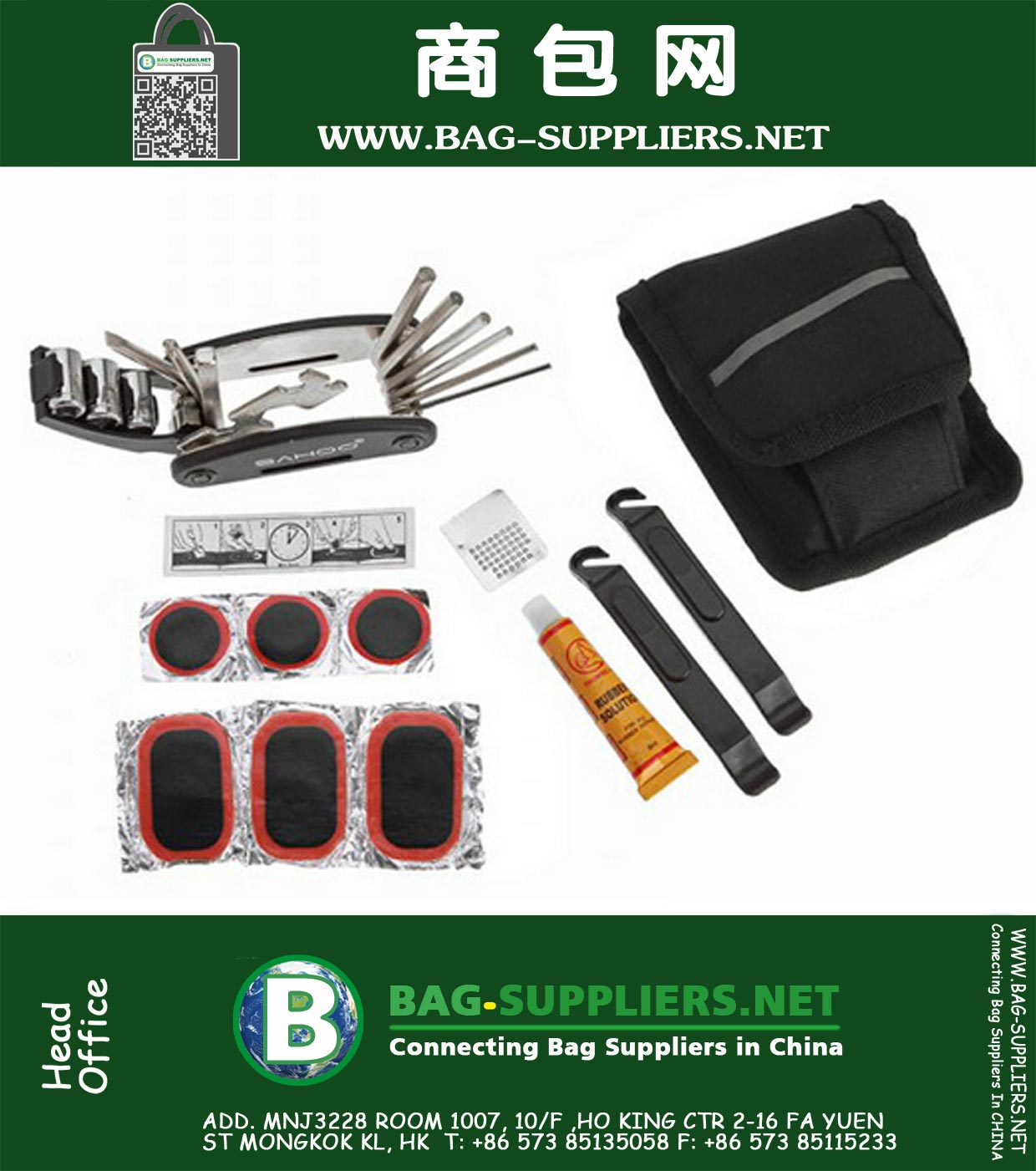 Mini Cycling Bike Bicycle Tyre Repair Kit Tool Bag Set with Multi-function Tool