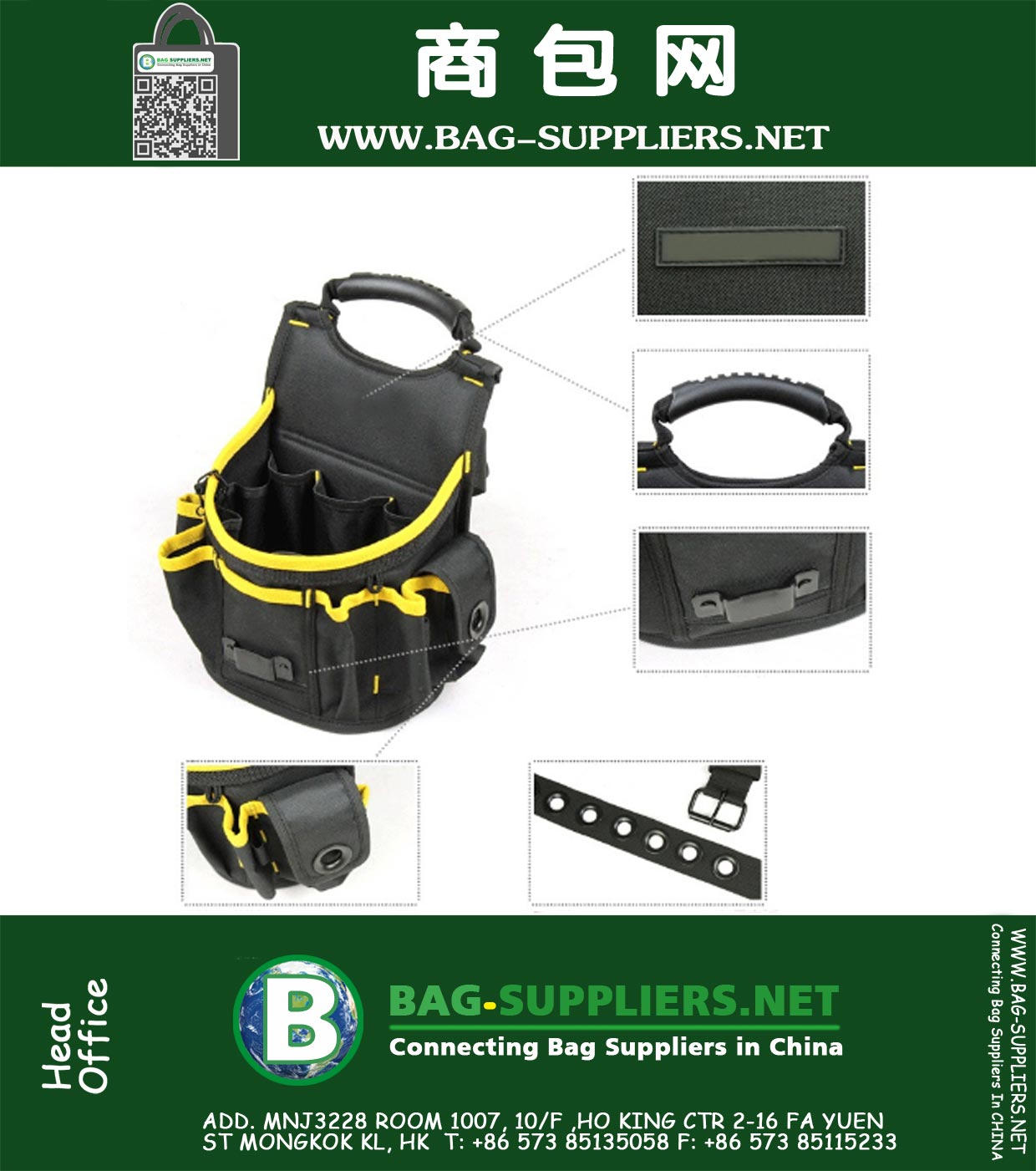 Multifunción portátil cubo de la cintura bolsillos de los kits de herramientas eléctricas con el paquete de cinturón