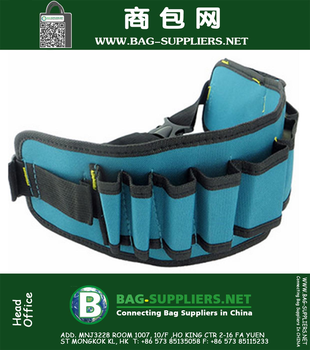 bolsillos herramienta multifuncional portátil de uso duradero resistente al agua tela oxford con bolsillos laterales incluyendo la correa