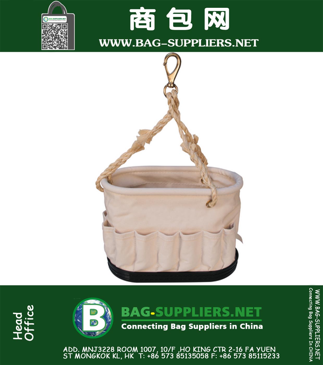 Oval Bucket with 41 Pockets