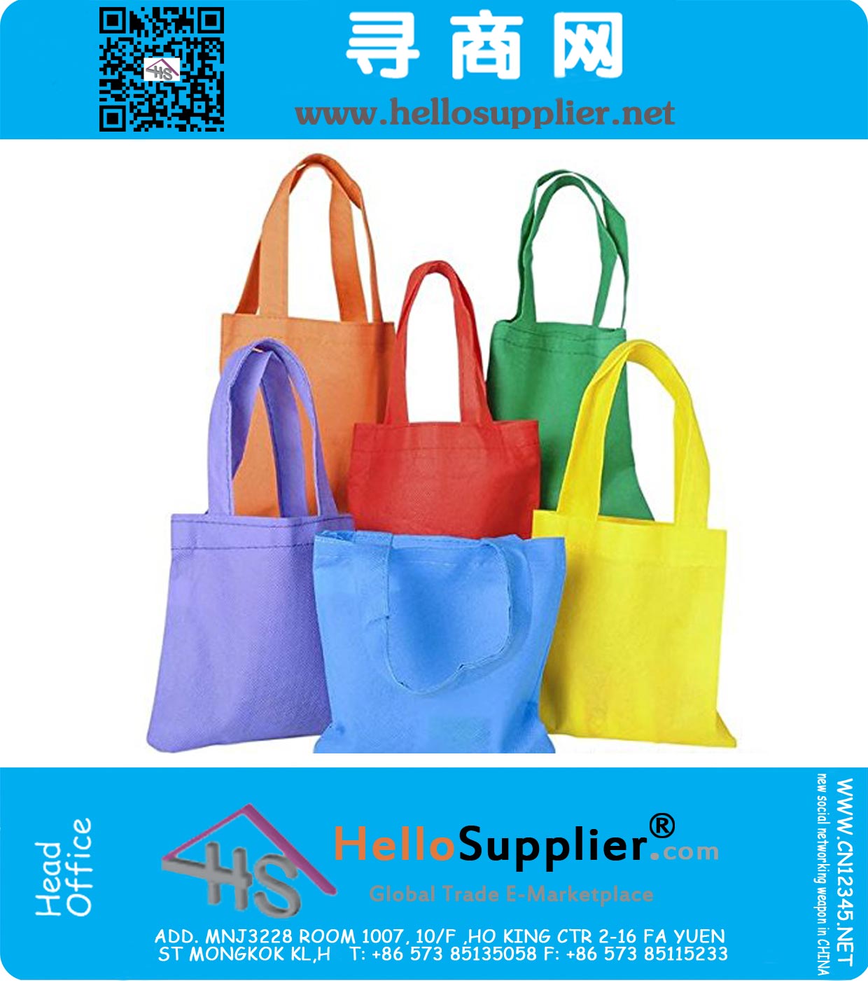 Party Favor Gift Bags Totes- Durable Poly Non-Woven Party Tote Bags - Reusable Treat Bags 6 Inches - 12 Bags in Assorted Colors