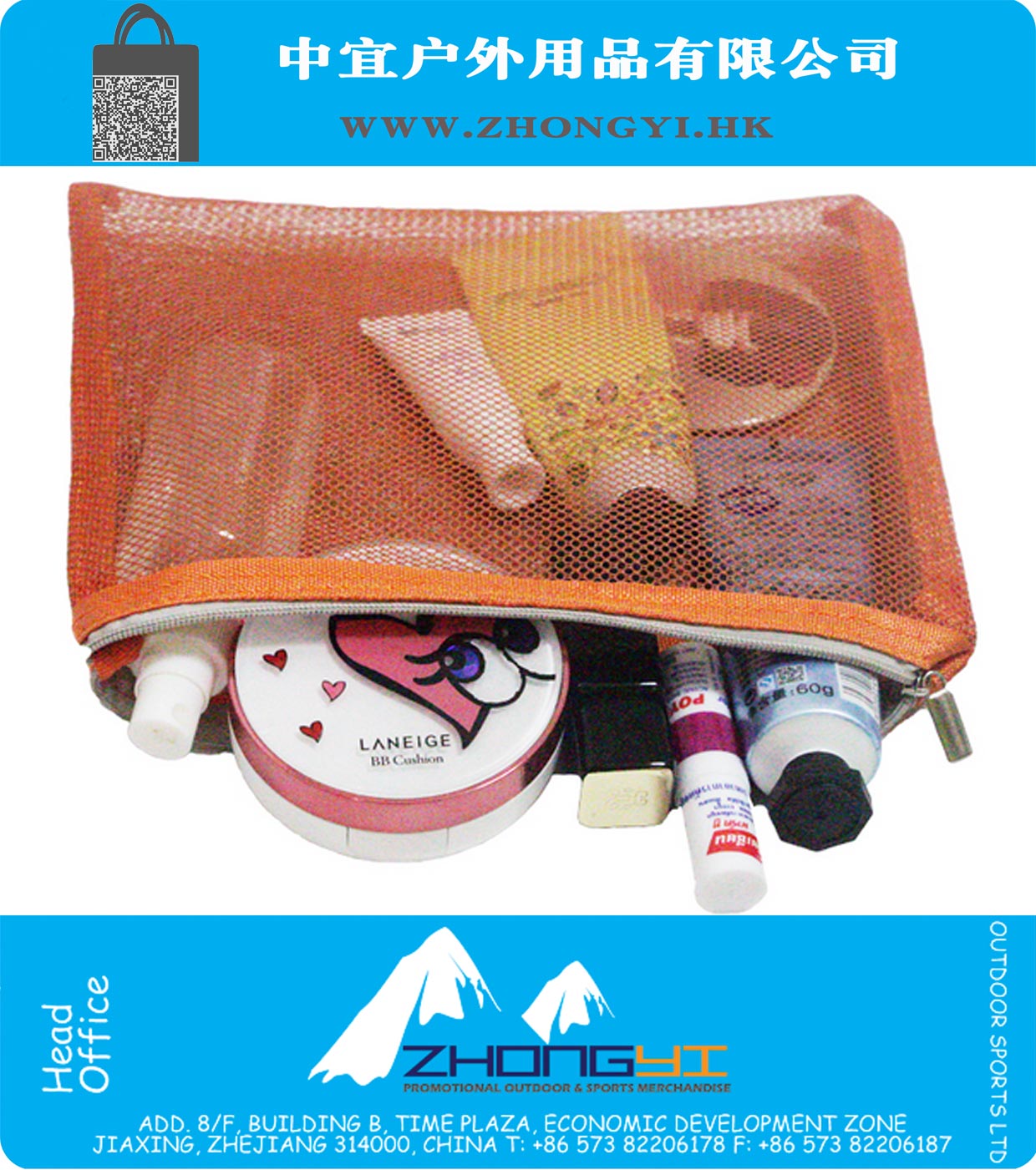 Caja de la carpeta bolsa de almacenamiento portátil de viaje de malla con cremallera Bolsa de maquillaje cosmético lavado de Herramientas compone la herramienta organizador bolsa de almacenamiento