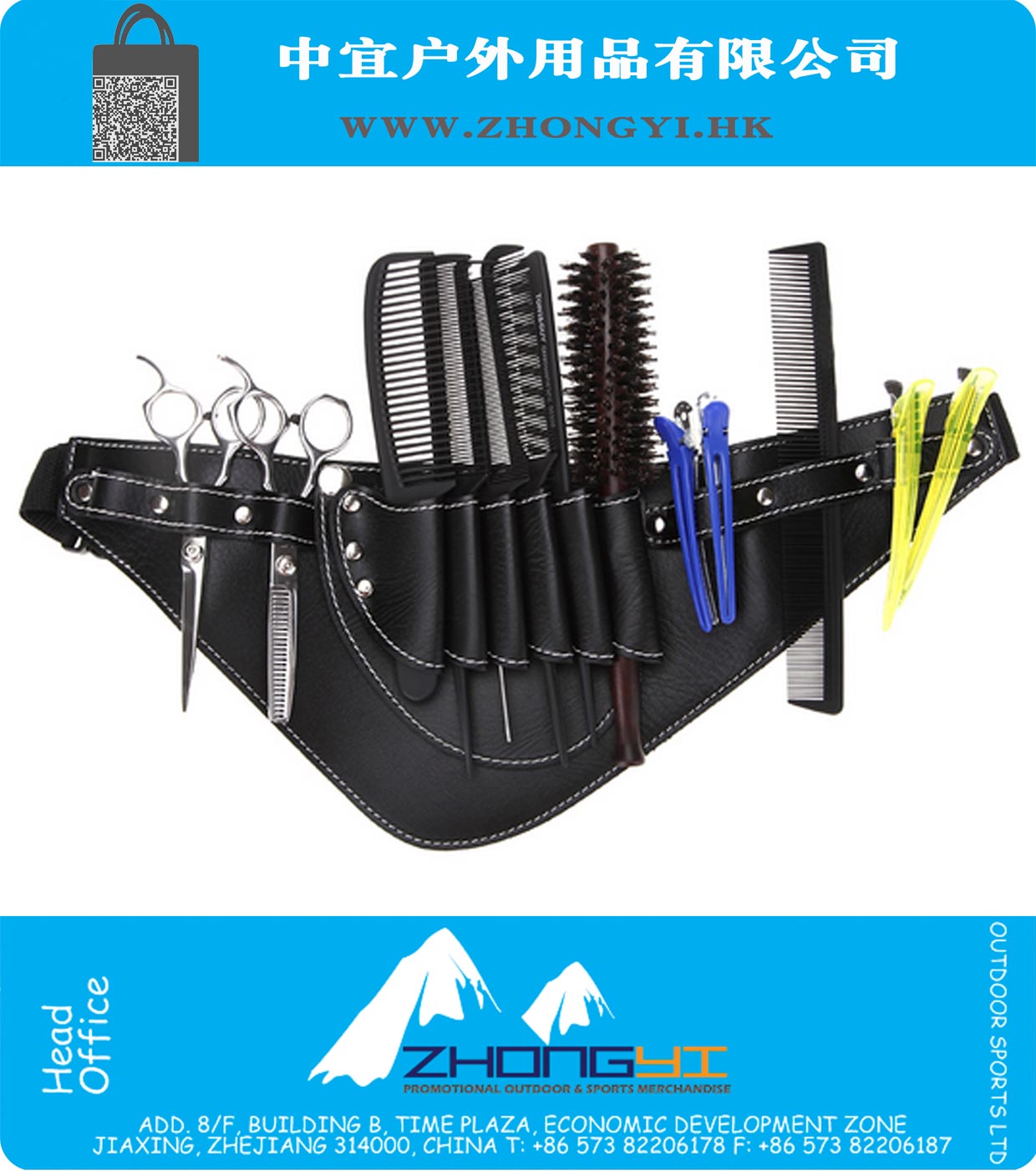 Salon Verstelbare Black Leather Rivet Clips Combs gereedschap scharen Bag Storage Kapsalons Barber Pocket Pouch Toolkit