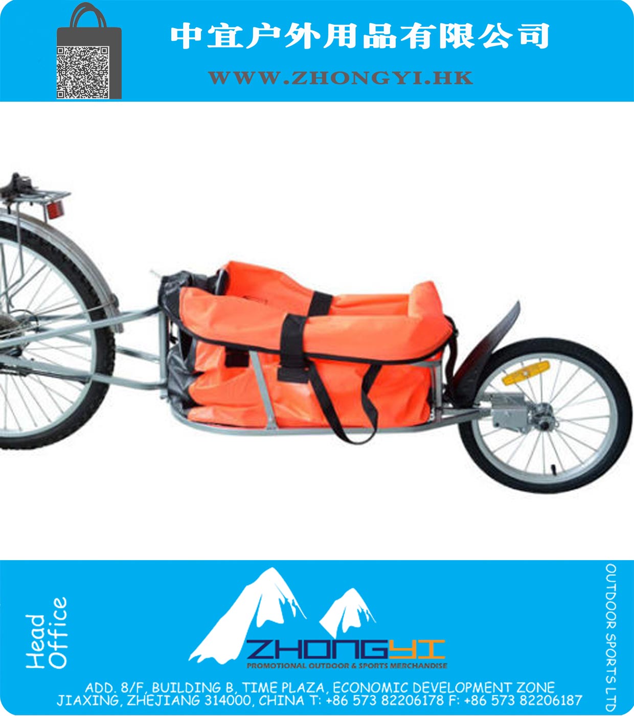 Aço da bicicleta de carga bagagem Trailer Carrinho Transportador uma roda