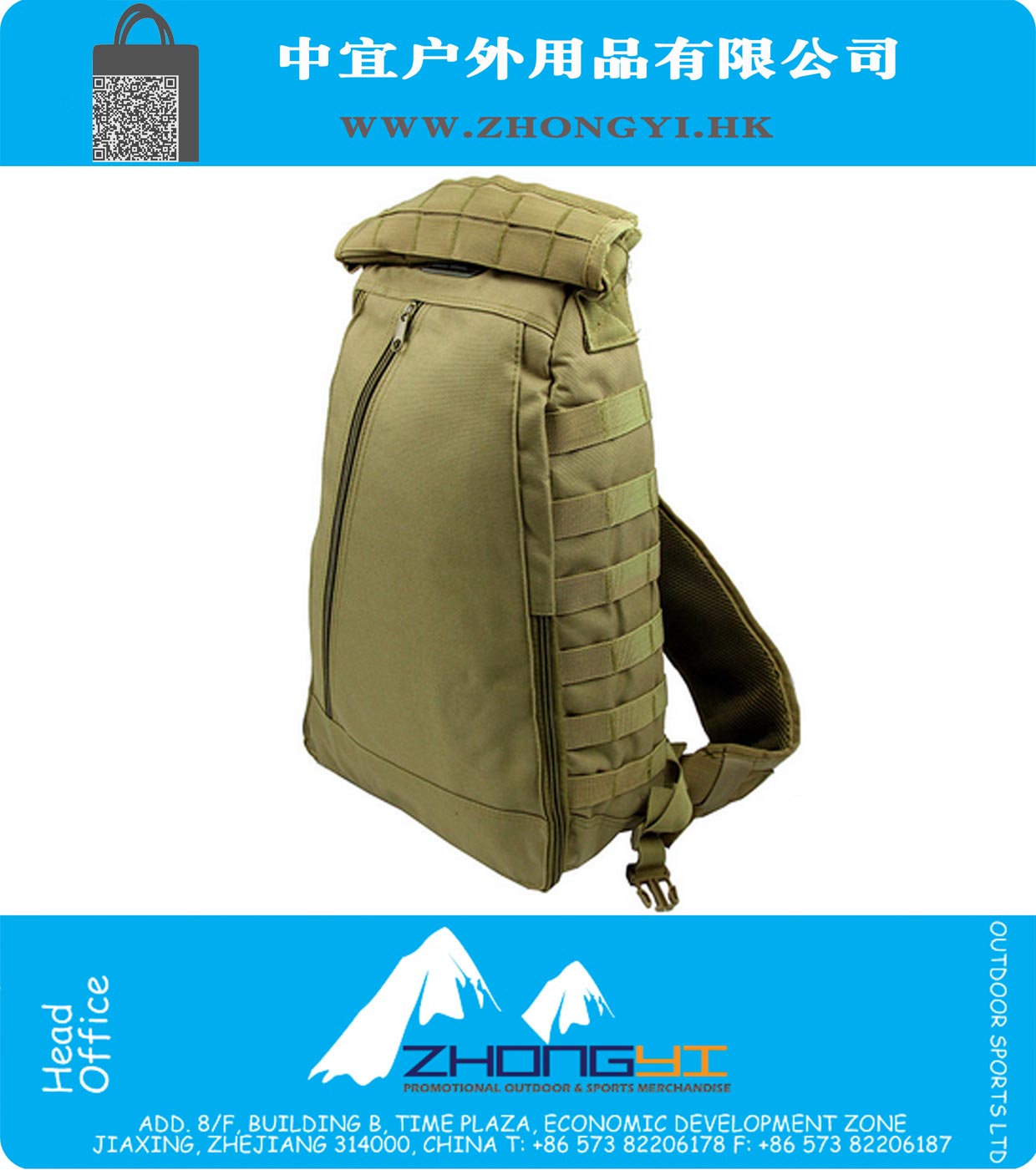 Tactical Molle 600D Nylon Dreieck Crossbody Bag Outdoor-Qualitäts-einzelne Schulter-Beutel-Breathable justierbare Werkzeug Mesh Back