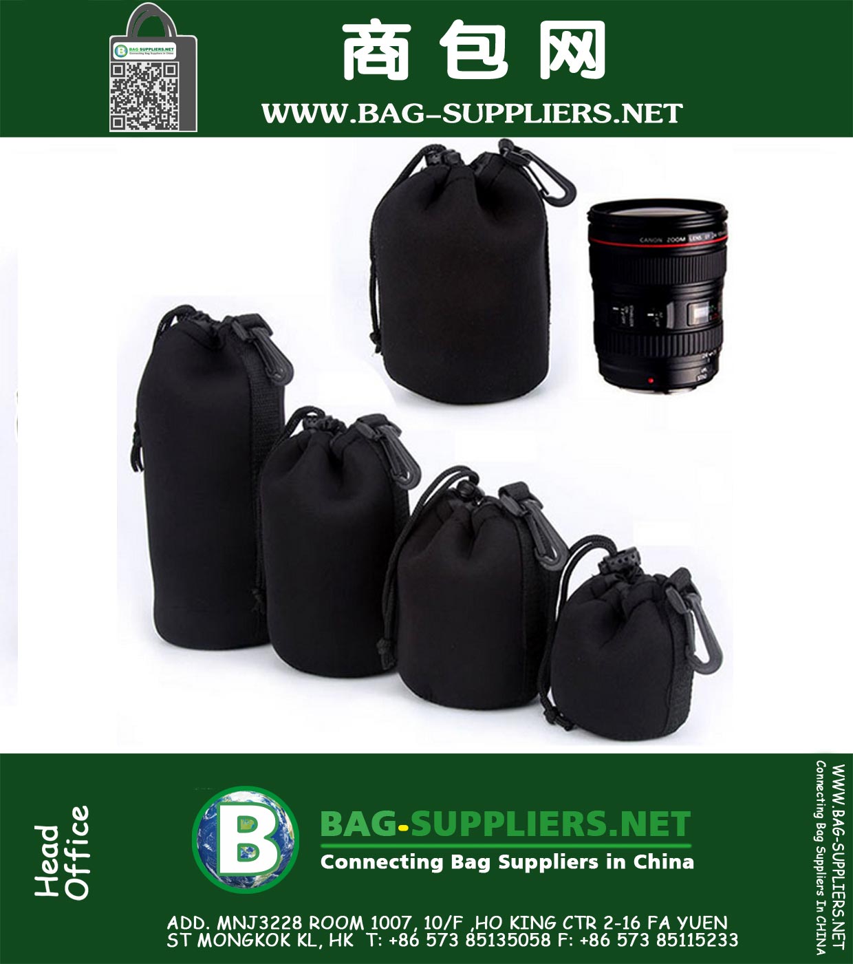 Universal Neoprene impermeável macio Video Camera Lens Bag Bolsa em tamanho grande SML XL Para Canon Nikon Sony
