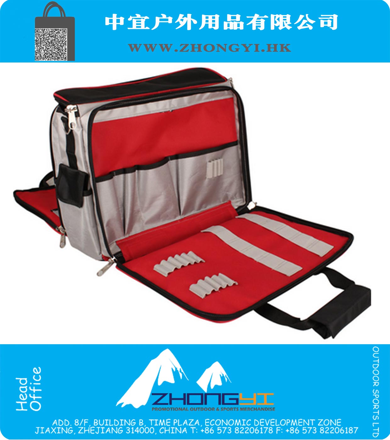 tela impermeable de doble bolsa de herramientas 1680D Oxford tela paquete eléctrico multifuncional Kit de herramientas bolsa