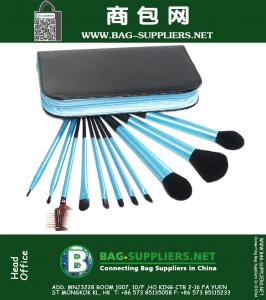 Mavi 11pcs Profesyonel Fırça PU kozmetik çantası kozmetik kutuları kiti ile set