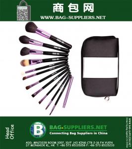 12st Tierisches Haar Powder Foundation Eyeliner Lippen Make-up-Pinsel-Werkzeug mit Zipper-Beutel-Kosmetik-Pinsel-Werkzeug-Set