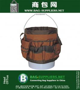12 in. 56-Pocket Bucket Tool organisator, Brown and Green
