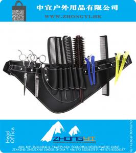 1 PC Pro Salon ajustables remache clips de cuero Negro Peines bolsa de herramientas de almacenamiento de tijeras de peluquería bolsa de la pistolera cortical Toolkit
