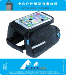 2L Double Bicycle Bags Double MTB Road Bike Saddle Bags Pouch Cycling Cycle Front Frame Tube Bag For 5.5 Inch Cellphone