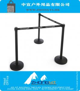 41.5 Inch Black Stanchion Post And 6.5 Inch Retractable Belt