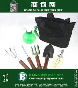7 Pcs Garden Tool Set Includes 5 Tools 430 stainless steel and 1 Garden Oxford cloth Tote, Convenient chain for hanging