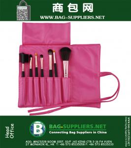 7шт Розовый набор кистей для макияжа Инструменты Макияж туалетных Kit Шерсть Марка Макияж Щетка с мешком
