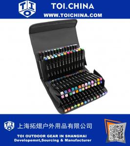80 Houders Marker Pen Case, uitschuifbare en opvouwbare Velcro Oxford Organizer met Draaggreep en Baldric for Permanent Paint Marker, Dry Erase Marker, Reparatie Marker Pen, Color markeerstift