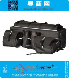 ATV carga saco traseiro cremalheira saco feito de tecido impermeável 600D com Topside Bungee Tie-Down Armazenamento acolchoado-Fundo Multi-compartimento Preto