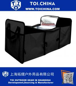 Auto Trunk Organizer, Collapsible Car And SUV Cargo Organizer with Cooling and Insulation Compartment for Car Organizing Shopping Camping Picnic and Long Trip