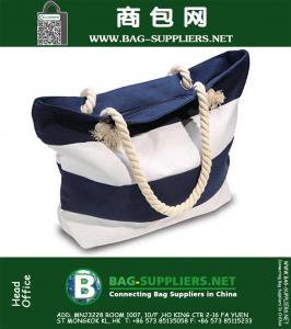 Beach Bag With Inner Zipper Pocket - Tote with Rope Handles
