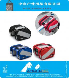 Bike Bicycle Frame Front Head Top Tube Bag Double IPouch Cycling Pannier For 4.2. 4.3 inch Smartphone Touch Screen