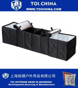 Negro multi plegable Compartimiento Tela carro del coche de Van SUV cesta del almacenaje del tronco Organizador y enfriador Conjunto