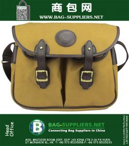 Brown Real Leather Canvas Fishing Tackle tassen met grote capaciteit Fishing Tool Carry Bag
