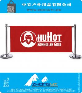 Cafe Barrier System Custom Banners With 1 Color Printing And 16 Stanchions