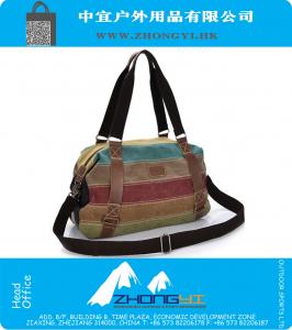 Canvas Sporttas Large Capacity Color Stripes Outdoor Gym Bag Travel Duffel Bags