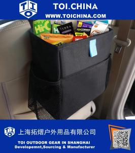 Car Garbage Bag Waterproof Trash Can Hanging Trash Bin Leakproof Trash Can with Side Pocket