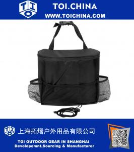 Car Seat Organizer Cooler,MultiPocket Insulated Travel Storage Bag,Black