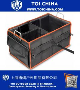 Car Trunk Organizer, Veckle Folding Car storage box with Straps, Metal Handles Big Capacity Heavy Duty Collapsible Auto Trunk Organizer For Car, SUV, Van, Truck, Groceries, Travel