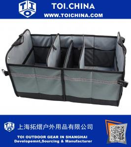 Car Trunk Organizer for SUV, Vans, Cars and Trucks Heavy Duty with 12 Pockets and 2 Elastic Straps Collapses for Convenience